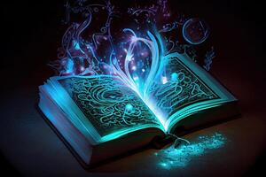 Magic fairytale book concept. photo