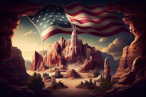 Happy labor day, Colors of USA rendered in a Futuristic 3D style. photo