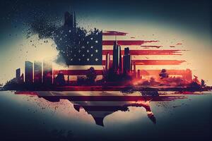 Happy labor day, American flag in grunge style. photo