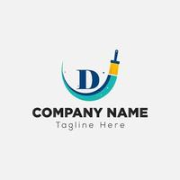 Paint Logo On Letter D Template. Paint Logo On D Letter, Initial Paint Sign Concept Template vector