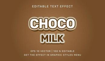 Vector illustration of Choco milk 3d editable text effect template