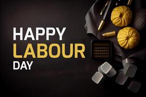 Happy labor day concept on black table background. photo