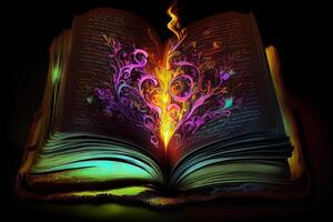 A magic spell book 3d illustration. photo