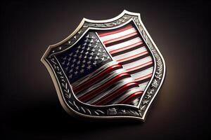 Happy Labor Day. American Flag Badge. photo