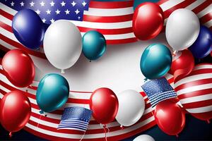 Happy Labor Day. Frame to Independence day banner with balloons with American flag. photo