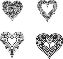 genial tatuaje tribal corazones vector