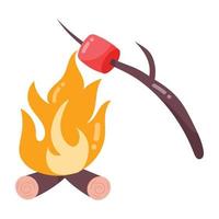 Trendy Roasting Marshmallow vector