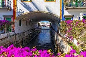 colorful city of Puerto de Mogan on the Spanish Canary Island on a warm sunny day photo