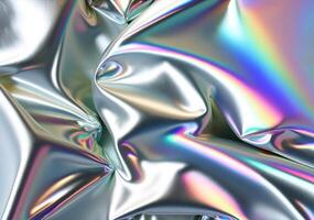 resumen arco iris fondo, holográfico neón curvo ola en movimiento, vistoso multicolor fondo, degradado diseño. generativo ai foto