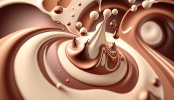 background of voluminous abstract splashes of chocolate milk splashes of liquid yogurt milk drinks ai generation photo