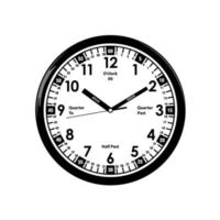 Kids wall clock, Learning clock color, Silent Analogue Telling Time Teaching Clock, Kids Learn to Tell Time Easily. vector