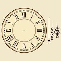 Vintage clock with Roman numerals isolated on white background. vector