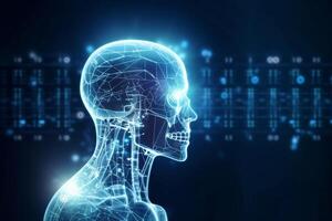 The concept of artificial intelligence AI in healthcare. Its ability to aid in more precise disease diagnosis photo