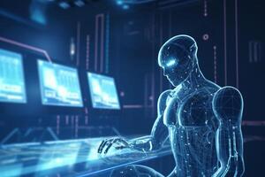 The concept of artificial intelligence AI in healthcare. Its ability to aid in more precise disease diagnosis photo