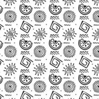 Seamless pattern Primitive ethnic ornament, petroglyph. Ancient patterns. Stone age. Prehistoric art of cavemen. Drawings of ancient tribe. For print, textiles, fabrics. Vector illustration