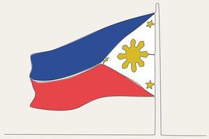 Color illustration of a Philippine flag flying to celebrate independence day vector