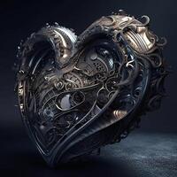 Fantasy mechanical heart, digital illustration, . Valentines day concept photo