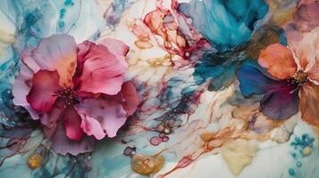 Abstract fluid ink flower. photo