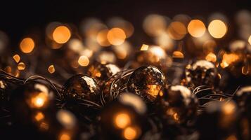 Sparkling Luxury, Gold Glitter, Bokeh Sparkles, and Particles. photo