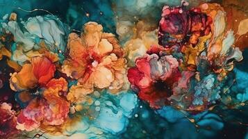 Abstract fluid ink flower. photo