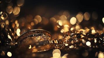 Sparkling Luxury, Gold Glitter, Bokeh Sparkles, and Particles. photo