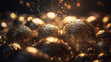 Sparkling Luxury, Gold Glitter, Bokeh Sparkles, and Particles. photo