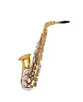 golden saxophone isolated on white background photo