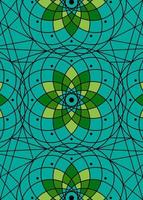 Seed of life symbol Sacred Geometry template. Geometric mystic mandala of alchemy esoteric Flower of Life pattern. Vector texture divine lotus meditative amulet isolated on green background