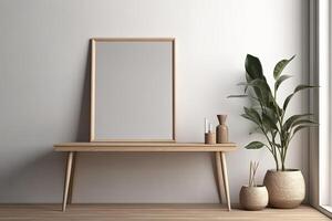 Modern interior in scandinavian style with mock up frame. photo