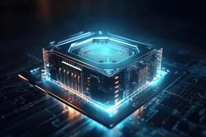 Quantum processor on circuit board. photo