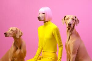 Weimaraner dogs in futuristic style photo