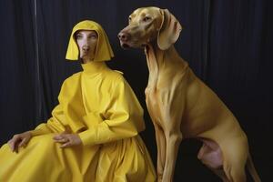 Weimaraner dogs in futuristic style photo