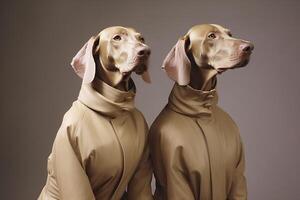 Weimaraner Dogs. Futuristic Aesthetic photo