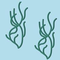 Algae in cartoon style. Seamless pattern. Vector illustration.
