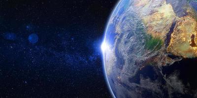 globe earth horizon star cosmos glow space 3d illustration photo