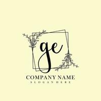 GE Initial beauty floral logo template vector