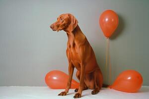 dog with balloons photo