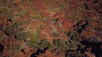 aéreo Visão do ativo caminhante mulher caminhada em teide nacional parque. caucasiano jovem mulher com mochila em tenerife, canário video