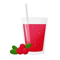 A glass of cranberries juice. Natural fresh squeezed juice. Healthy diet. The design concept of a web page,advertising,cafe,menu. Vector illustration