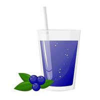 A glass of blueberries juice. Natural fresh squeezed juice. Healthy diet. The design concept of a web page,advertising,cafe,menu. Vector illustration