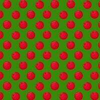 Cranberry with green leaves seamless pattern.For your design, pattern, badge, label, textile etc. Summer fruits for healthy lifestyle. Organic fruit. Cartoon style. Vector illustration