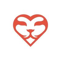 Animal lion face with love unique modern logo vector