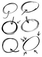 Hand drawn scribble line circles arrow. Doodle circular for message note mark design element. vector illustration