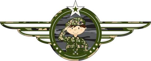 Cartoon Saluting Army Soldier Military History Illustration vector