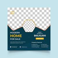 Real estate social media post template design. Modern home sale social media post banner template vector