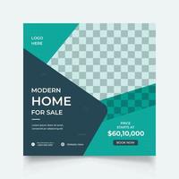 Real estate house sale banner template for social media post vector