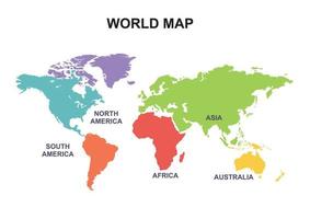mundo mapa con diferente colores vector