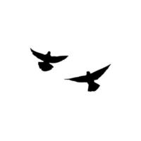 Pareja de palomas símbolo de libertad y esperanza. silueta de palomas mosca en blanco antecedentes. vector ilustración