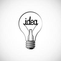 Sketch of light bulb icon with concept of idea. Think and creative different. Doodle hand drawn sign. vector