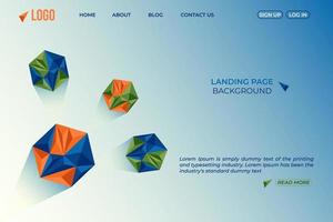 Landing page 3d low poly website background template vector